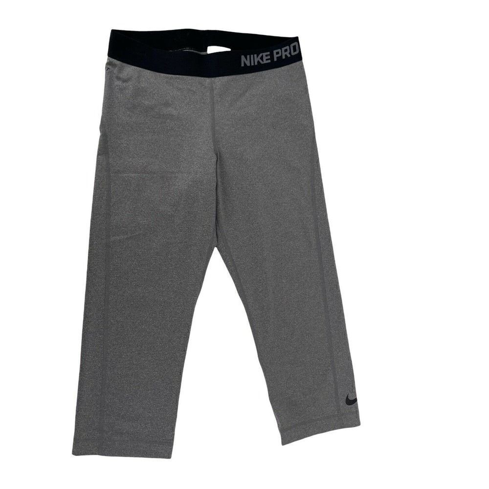 Nike Pro Leggings Gray Cropped Womens Size M Active Wear Performance Dri Fit
